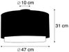 Qazqa Deckenleuchte Shade-duo, ohne Leuchtmittel, E27, Schwarz, Modern, Textil, 1-flammig Bild 3
