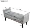 Novelux Polsterbank 116 x 44 x 56 cm mit Armlehnen und Steppmuster – Samtbank in Grau, MDF-Gestell, als Bettbank, Betthocker oder Esszimmerbank Bild 2