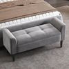 Novelux Polsterbank 116 x 44 x 56 cm mit Armlehnen und Steppmuster – Samtbank in Grau, MDF-Gestell, als Bettbank, Betthocker oder Esszimmerbank Bild 3