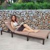 Poly-Rattan Sonnenliege HWC-A51, Relaxliege Gartenliege Liege ~ Premium braun, Kissen creme Bild 3