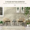 Outsunny Gartenlounge-Set 3-tlg. Rattan Gartenmöbel-Set Balkonmöbel-Set mit Couchtisch 2 Stühlen, (Sitzgarnitur, 3-tlg, Gartensitzgruppe), für Balkon, Terrasse, Polyester, Gelb Bild 4