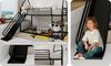 Etagenbett, Twin über Twin, mit Rutsche, Haus-Form Bettgestell, mit Leiter, kein Boxspring erforderlich, Holz/Metall Bild 5