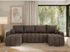 U-förmiges Ecksofa mit Schlaffunktion und Bettkasten, Couch U-form - KIRASSO U - Braun Velours Bild 3