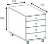 VCM Rollcontainer Lona 914429 Grau H. 57 x B. 42 x T. 75 cm Bild 4