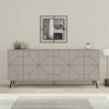 Dmora Kommode Africo, Wohnzimmerbuffet, Wohnzimmer-Sideboard, Moderne Küchen-Speisekammer, 184x35h77 cm, Zement Bild 4