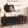 TV-Schrank mit 4 Hochglanz-Türen und Holzoptik, 180x38x50 cm, Schwarz/Natur Bild 5