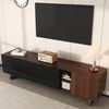 TV-Schrank mit 4 Hochglanz-Türen und Holzoptik, 180x38x50 cm, Schwarz/Natur Bild 2