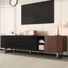 TV-Schrank mit 4 Hochglanz-Türen und Holzoptik, 180x38x50 cm, Schwarz/Natur Bild 3