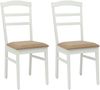 vidaXL Esszimmerstuhl 2 pcs Weiß und Braun Massives Gummiholz 42020499 Bild 2
