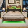 ADWOLT Polsterbett Polsterbett Stauraumbett mit LED-Beleuchtung, Doppelbett 140x200 cm,Jugendbett mit USB und Type-C Bild 2
