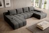 Ecksofa Vento, Couch U-Form, Sofa U-Form Teddy-Bouclé Stoff, Sofa mit Schlaffunktion, USB inkl, 348 x 81 x 185 cm, Hellgrau Bild 2