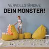 Lumaland Sitzsack Kinder Monster 80 x 80 x 70 cm, weiches Sitzpolster, pflegeleichtes Material, leicht Bild 3