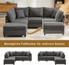 Merax 5-Sitzer Sofa, Ecksofa, Modulares Sofa, L-förmiges Sofa, U-förmiges Sofa, mit umwandelbarem Fußhocker, Grau Bild 5