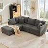 Merax 5-Sitzer Sofa, Ecksofa, Modulares Sofa, L-förmiges Sofa, U-förmiges Sofa, mit umwandelbarem Fußhocker, Grau Bild 3