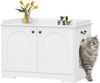 Katzenschrank mit Griffen, Katzentoilette, Katzenklo Schrank, Katzenhaus mit Tür, Hölzerner Beistelltisch für das Haustierhaus, 50 x 80 x 57cm, Stabile Katzenschrank, Weiß Bild 2