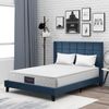 Novelux Polsterbett 140x200 cm mit Lattenrost & Federkernmatratze – Grau Leinen, mittelfest, OEKO-TEX® Standard 100, hoher gepolsterter Kopfteil Bild 2