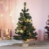 Bambelaa! Weihnachtsbaum Künstlich Mit Beleuchtung Geschmückt Tannenbaum Dekoriert Christbaum Beleuchtet LED 75cm Gold Bild 5