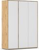 rauch Kleiderschrank Nabila, Drehtürenschrank, Garderobenschrank, 3-türig, mit 1 Kleiderstange und 3 Einlegeböden, Farbe Weiß/Eiche Artisan, Holz, mit Push-to-Open Funktion, 140x194x53cm Bild 3