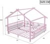 Kinderbett aus Metall in Hausform, 140x200 cm, mit Sicherheitsgitter, Dachdesign und dekorativem Rahmen, für Jungen und Mädchen, Rosa Bild 5