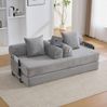 Modulares Sofa aus Cord mit Metallgestell & 3 Kissen, 200 x 94 x 67 cm, Hellgrau Bild 2