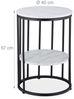 Relaxdays Beistelltisch mit 2 Ablagen, Metall / MDF Marmoroptik, Ø 40x57 cm, Weiß/Schwarz Bild 4