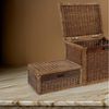 Krines Home Aufbewahrungskorb Flacher Korb mit Deckel Rattan geflochten Regalkorb Aufbewahrungsbox Bild 3
