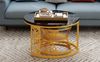 Couchtisch-Set 2-teilig, B 70 x T 70 x H 45 cm, Marmoroptik schwarz mit Metallgestell in Gold Bild 4
