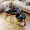 Couchtisch-Set 2-teilig, B 70 x T 70 x H 45 cm, Marmoroptik schwarz mit Metallgestell in Gold Bild 2