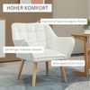 HOMCOM Relaxsessel Einzelsessel Ohrensessel, Sessel mit Samt erhöhte Beine (Esszimmerstuhl, 1-St, Stuhl), für Wohnzimmer, Schlafzimmer, Cremeweiß Bild 3