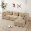 3-Sitzer Sofa 297x177x69 cm aus Cordstoff rahmenlos modular mit Ottomane, beige Bild 2
