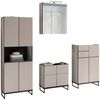 moebel-dich-auf Badmöbel-Set VENEZIA, (inklusive LED-Beleuchtung, kaschmir Spiegelschrank WBU optional mit Hoch-/Highboard), Metall Füße Bild 2