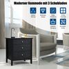 COSTWAY Nachttisch mit 3 Schubladen, Beistelltisch Nachtkommode, Nachtschrank für Wohnzimmer Schlafzimmer 60 x 45 x 66 cm (Schwarz) Bild 2