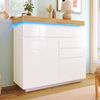 Sideboard 110cm×39cm×115cm Weiß Hochglanz mit LED Beleuchtung, 6 Schubladen, verstellbare Einlegeböden, modernes Wohnzimmer Möbel, LED-Sideboard Bild 3