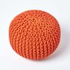 Homescapes Pouf Strickpouf rundes Bodenkissen, Sitzpouf 35x40 cm, gepolsterter Sitzhocker, Sitzpuff/Puff mit grob gestricktem Bezug aus 100% Baumwolle, Strickpuff, orange Bild 3