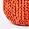 Homescapes Pouf Strickpouf rundes Bodenkissen, Sitzpouf 35x40 cm, gepolsterter Sitzhocker, Sitzpuff/Puff mit grob gestricktem Bezug aus 100% Baumwolle, Strickpuff, orange Bild 4