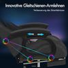 ALFORDSON Gaming-Stuhl mit Massage-Lordosenstütze, ergonomisch, mit Kopfstütze, höhenverstellbar, Stoffbezug, Grau Bild 4