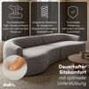skølm 'Loki' Sofa 4 Sitzer, Vollschaumcouch mit Federkern und Vakuum-Kompression, kein Aufbau erforderlich, mit 4 Kissen, Teddy-Bouclé-Stoff in grau Bild 3