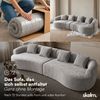 skølm 'Loki' Sofa 4 Sitzer, Vollschaumcouch mit Federkern und Vakuum-Kompression, kein Aufbau erforderlich, mit 4 Kissen, Teddy-Bouclé-Stoff in grau Bild 4
