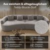 skølm 'Loki' Sofa 4 Sitzer, Vollschaumcouch mit Federkern und Vakuum-Kompression, kein Aufbau erforderlich, mit 4 Kissen, Teddy-Bouclé-Stoff in grau Bild 5