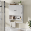 Badezimmer-Wandschrank 56,8 x 19 x 70 cm aus MDF, Weiß, mit Handtuchhalter & verstellbaren Einlegeböden Bild 2