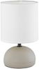 LED Tischleuchte Keramik Cappucino runder Stofflampenschirm Weiß, Höhe 23cm Bild 2