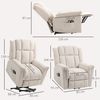 HOMCOM Relaxsessel mit Aufstehhilfe Heizung Liegefunktion, Breite Rückenlehne (Massagesessel, 1-St, TV Sessel), TV Sessel mit Fußteil, 2 Seitentaschen für Wohnzimmer Beige Bild 3