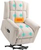 HOMCOM Relaxsessel mit Aufstehhilfe Heizung Liegefunktion, Breite Rückenlehne (Massagesessel, 1-St, TV Sessel), TV Sessel mit Fußteil, 2 Seitentaschen für Wohnzimmer Beige Bild 2