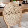 Esszimmerstuhl Set aus 2, mit Rattanrückenlehne, Leinenbezug & Massivholzgestell, Beige Bild 2