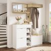 Merax Garderoben-Set, Flurgarderoben-Set 4-teilig: mit Schuhschrank, Bank, Wandspiegel & Garderobentafel – Komplettes Wandgarderoben-Set mit Ablage Bild 5