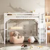 Hochbett mit Kleiderschrank, Lattenrost, Treppe und Rausfallschutz, 140x200 cm, Kinderbett, Kiefer Bild 2