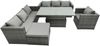 Fimous 8 Sitzer Polyrattan Gartenmöbel Set Garten Sitzgruppe Einstellbarer Steigender Anhebender Esstisch Beistelltisch Stühle Hocker Dunkelgrau Gemischt Bild 1