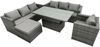 Fimous 8 Sitzer Polyrattan Gartenmöbel Set Garten Sitzgruppe Einstellbarer Steigender Anhebender Esstisch Beistelltisch Stühle Hocker Dunkelgrau Gemischt Bild 2