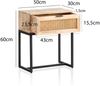 Nachtkonsole Mango Massivholz / Rattan 50 x 60 x 30 cm Nachttisch Braun, Nachtkommode Boxspringbett mit Schublade Wiener Geflecht, Nachtkästchen mit Stauraum & Metallgestell Bild 4