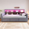 Flieks Daybett, LED Polsterbett 90/180x190cm mit Ausziehbett, Staufächern und Aufladen Bild 3